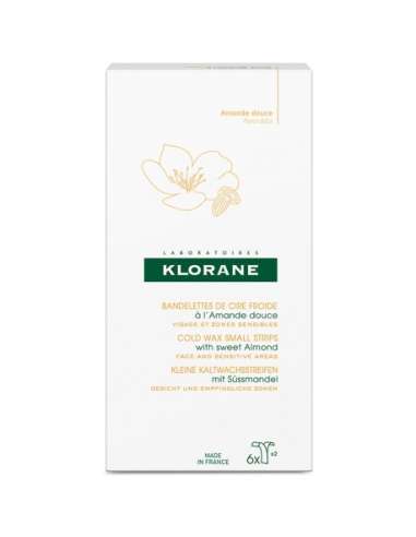 Klorane Tiras depilatorias de cera fría con almendra dulce Rostro y zonas sensibles