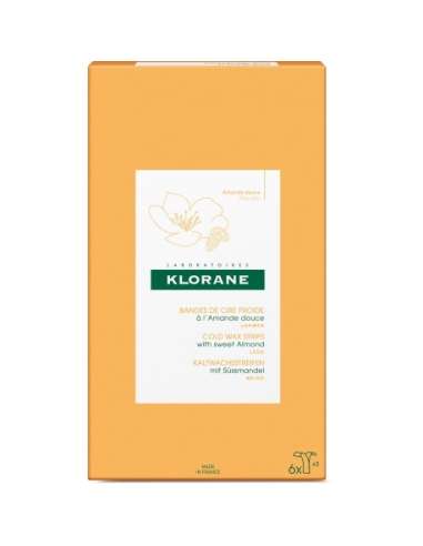 Klorane Depilatory Cold Wax Strips with Sweet Almond Legs 6 Double Strips