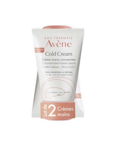 Avène Cold Cream Crema de manos concentrada nutritiva, protectora para manos secas e irritadas 2 x 50ml