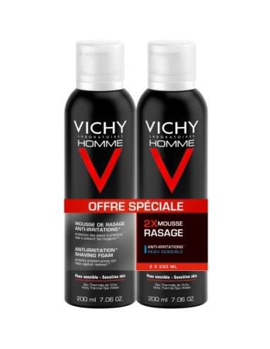 Schiuma da barba anti-irritazione Vichy Homme 2 x 200 ml