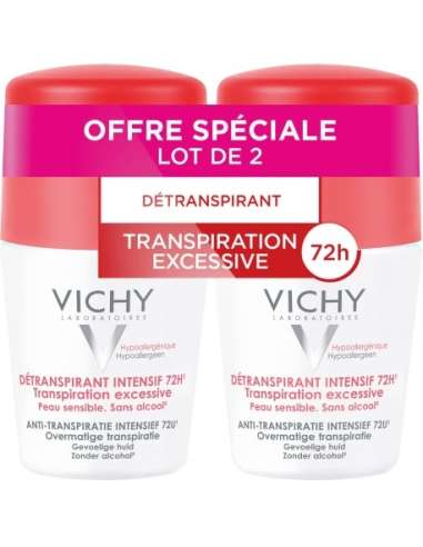 Vichy Intensive Deodorant Deperspirant 72h - Roll-on 2 x 50ml