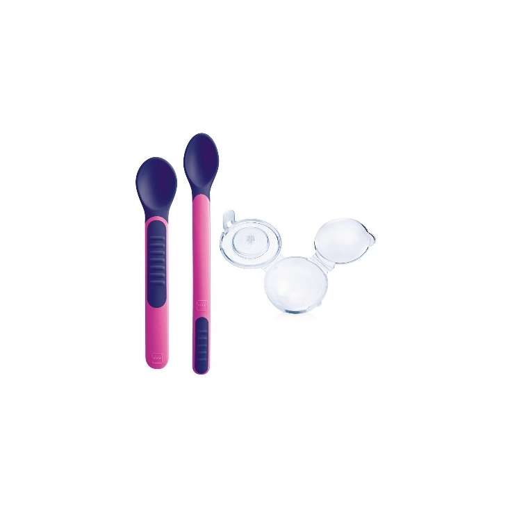 MAM Pink Thermo-sensitive Spoon and Cover x 2