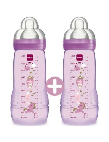 MAM Baby Bottle Easy Active 6m+ 330 ml x 2 Lilac