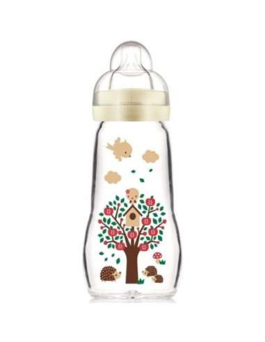 MAM Glass Baby Bottle 0m+ 260 ml White