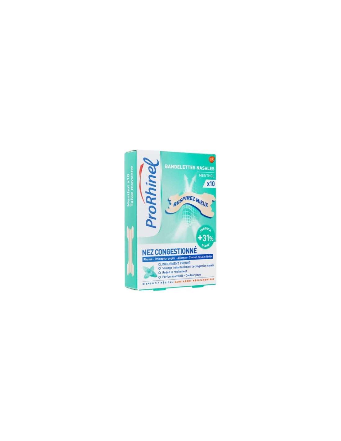 Prorhinel Menthol Nasal Strips x10 Alivio inmediato Con