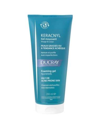 Ducray Keracnyl Cleansing foaming gel purifying face oily skin 200 ml