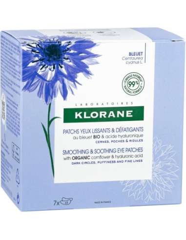 Klorane Cornflower Express glättende und Anti-Müdigkeits-Augenpflaster mit BIO-Kornblumen-Augenkontur 7 x 2 Pflaster