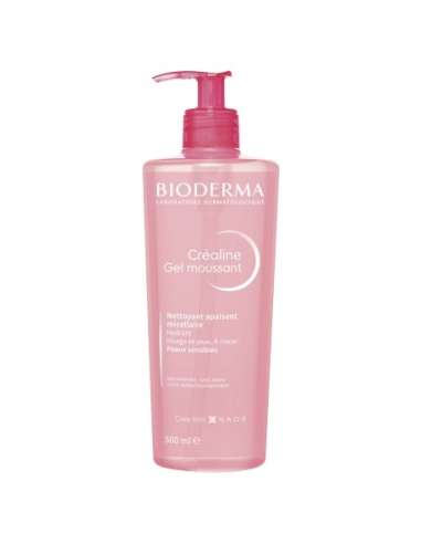 Bioderma Crealine Gel moussant, nettoyant apaisant micellaire visage et yeux pour peaux sensibles 500 ml