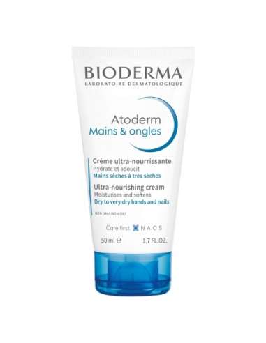 Bioderma Atoderm hands & nails, moisturizing cream for dry damaged hands 50 ml