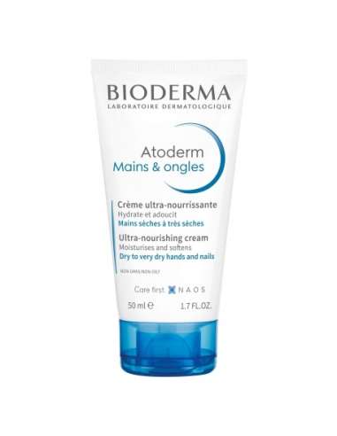 Bioderma Atoderm mains & ongles, crème hydratante mains sèches abîmées ...