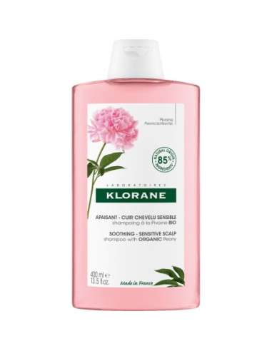 Klorane Pivoine Beruhigendes und reizlinderndes Shampoo mit Bio-Pfingstrose. Empfindliche und gereizte Kopfhaut, 400 ml