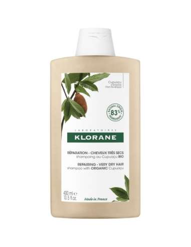 Klorane Cupuaçu Shampoing nutritif et réparateur au beurre de Cupuaçu BIO Cheveux très secs 400ml