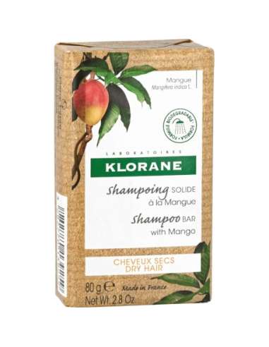 Klorane Mangue Shampoing Solide Nutrition à la Mangue Cheveux secs 80gr