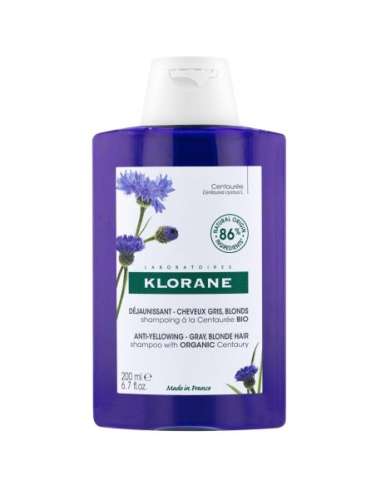 Klorane Centaurée Anti-yellowing shampoo with ORGANIC Centaury - Gray, white and blond hair 200 ml